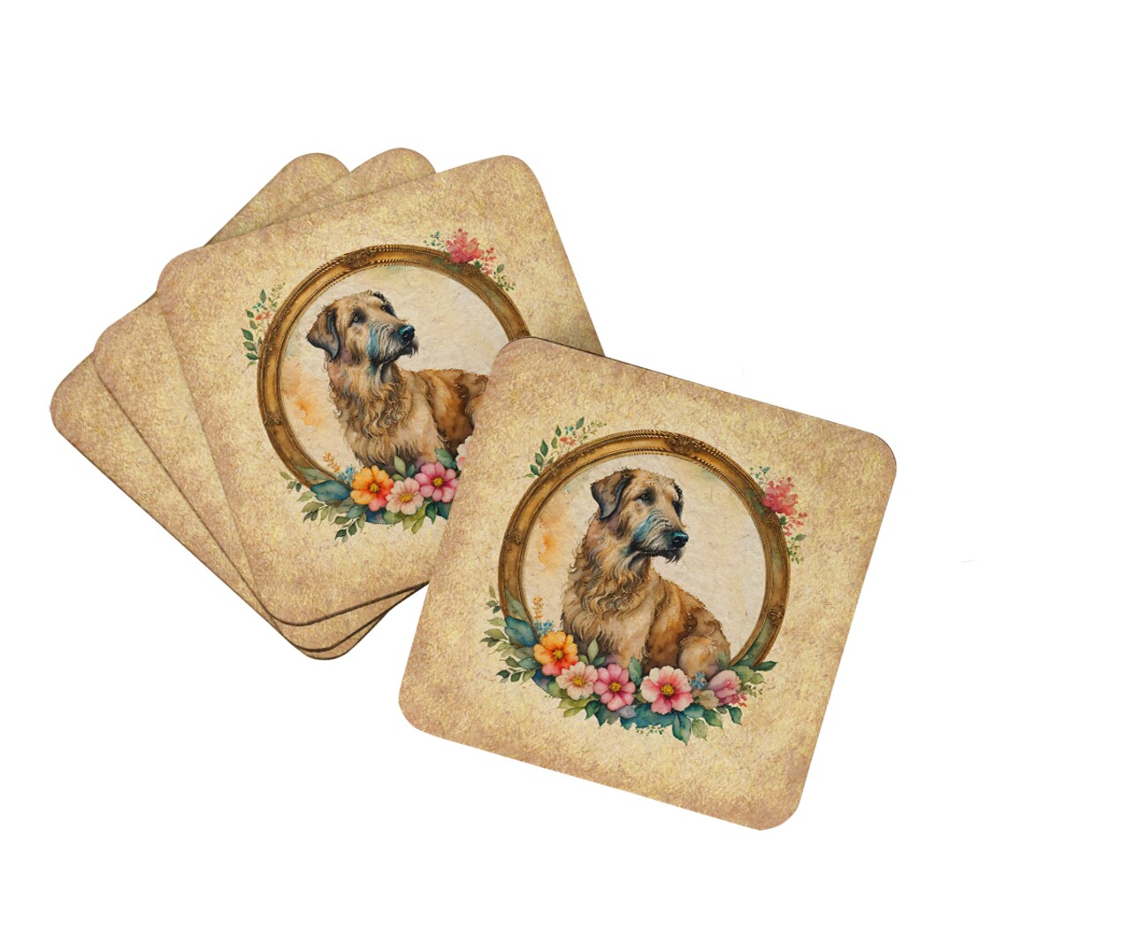 Caroline's Treasures Irish Wolfhound and Flowers Foam Coasters